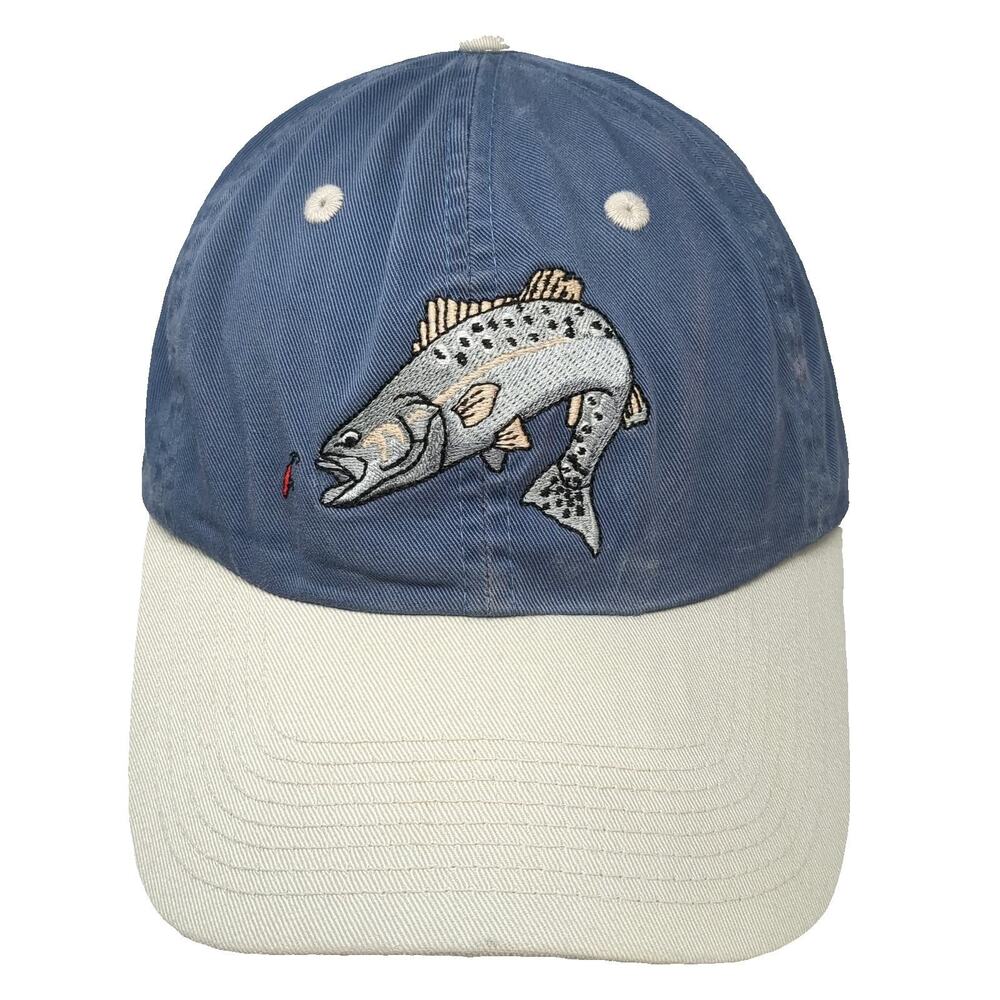 Outdoor Cap Baseball Cap Blue One Size Embroidered Fish Two Tone Slideback Hat